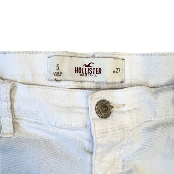Hollister Y2K Low Rise Denim Micro Mini Shorts White Size 5 Waist 27 - Picture 3 of 4
